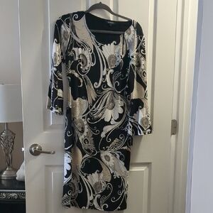 Glamour Black and White Long Sleeve Dress